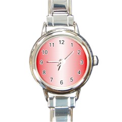 A Red And White Background With Small White Dots Round Italian Charm Watch by catchydesignhill