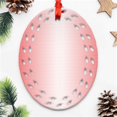 A Red And White Background With Small White Dots Ornament (oval Filigree)