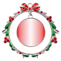 A Red And White Background With Small White Dots Metal X mas Wreath Ribbon Ornament