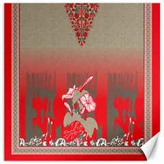 A Red And Beige Scarf With A Picture Of A Woman Holding A Tennis Racket Canvas 20  X 20  by catchydesignhill