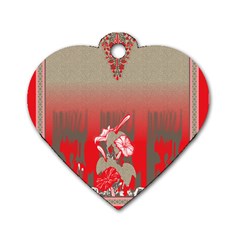 A Red And Beige Scarf With A Picture Of A Woman Holding A Tennis Racket Dog Tag Heart (one Side) by catchydesignhill