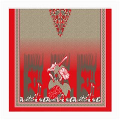 A Red And Beige Scarf With A Picture Of A Woman Holding A Tennis Racket Medium Glasses Cloth (2 Sides) by catchydesignhill