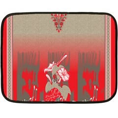 A Red And Beige Scarf With A Picture Of A Woman Holding A Tennis Racket Fleece Blanket (mini) by catchydesignhill