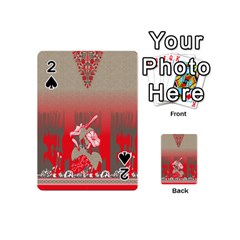 A Red And Beige Scarf With A Picture Of A Woman Holding A Tennis Racket Playing Cards 54 Designs (mini) by catchydesignhill