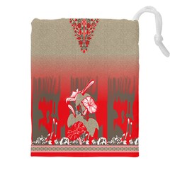 A Red And Beige Scarf With A Picture Of A Woman Holding A Tennis Racket Drawstring Pouch (4xl) by catchydesignhill