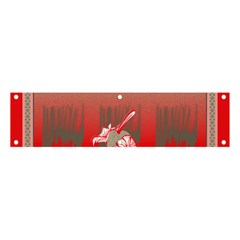 A Red And Beige Scarf With A Picture Of A Woman Holding A Tennis Racket Banner And Sign 4  X 1  by catchydesignhill