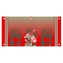 A Red And Beige Scarf With A Picture Of A Woman Holding A Tennis Racket Banner And Sign 6  X 3  by catchydesignhill