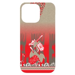 A Red And Beige Scarf With A Picture Of A Woman Holding A Tennis Racket Iphone 14 Pro Max Black Uv Print Case by catchydesignhill