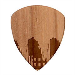 A Black And White Photo Of A Building Wood Guitar Pick (set Of 10) by catchydesignhill