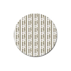 A White And Brown Striped Wallpaper With A Pattern Magnet 3  (round) by catchydesignhill