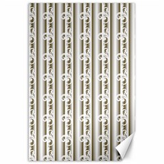 A White And Brown Striped Wallpaper With A Pattern Canvas 20  X 30  by catchydesignhill