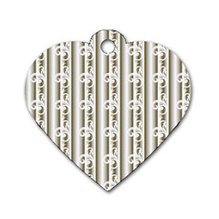 A White And Brown Striped Wallpaper With A Pattern Dog Tag Heart (two Sides) by catchydesignhill