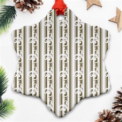 A White And Brown Striped Wallpaper With A Pattern Snowflake Ornament (two Sides)