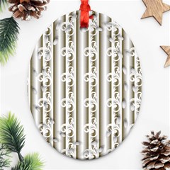 A White And Brown Striped Wallpaper With A Pattern Ornament (oval Filigree)