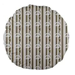 A White And Brown Striped Wallpaper With A Pattern Large 18  Premium Round Cushions by catchydesignhill