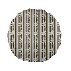 A White And Brown Striped Wallpaper With A Pattern Standard 15  Premium Flano Round Cushions by catchydesignhill