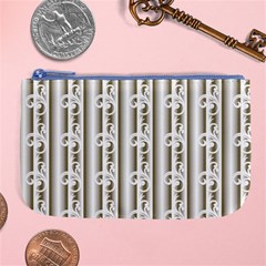 A White And Brown Striped Wallpaper With A Pattern Large Coin Purse by catchydesignhill