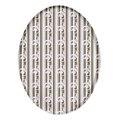 A White And Brown Striped Wallpaper With A Pattern Oval Glass Fridge Magnet (4 Pack) by catchydesignhill