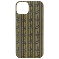 A White And Brown Striped Wallpaper With A Pattern Iphone 15 Pro Black Uv Print Pc Hardshell Case by catchydesignhill