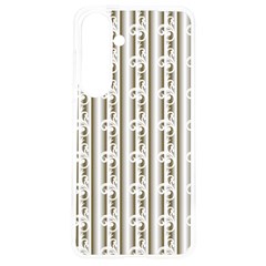 A White And Brown Striped Wallpaper With A Pattern Samsung Galaxy S24 6 2 Inch Tpu Uv Case by catchydesignhill