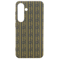 A White And Brown Striped Wallpaper With A Pattern Samsung Galaxy S24 6 2 Inch Black Tpu Uv Case by catchydesignhill