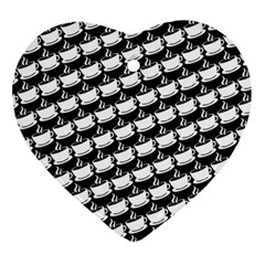 Stylish Coffee Cup Pattern Heart Ornament (two Sides) by ExtraGoodSauce