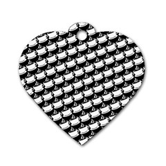 Stylish Coffee Cup Pattern Dog Tag Heart (One Side)