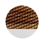 Stylish Coffee Cup Pattern Marble Wood Coaster (Round) Front