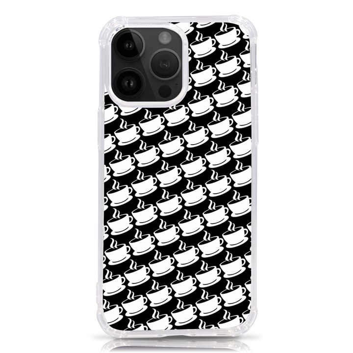 Stylish Coffee Cup Pattern iPhone 14 Pro Max TPU UV Print Case