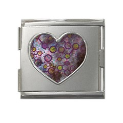 Abstract Molecular Space Art Mega Link Heart Italian Charm (18mm)