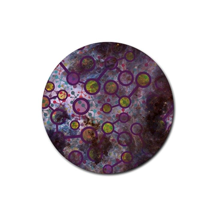 Abstract Molecular Space Art Rubber Round Coaster (4 pack)