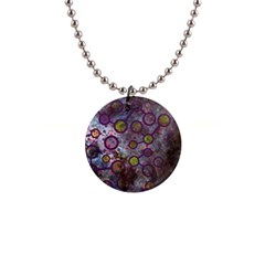 Abstract Molecular Space Art 1  Button Necklace by ExtraGoodSauce