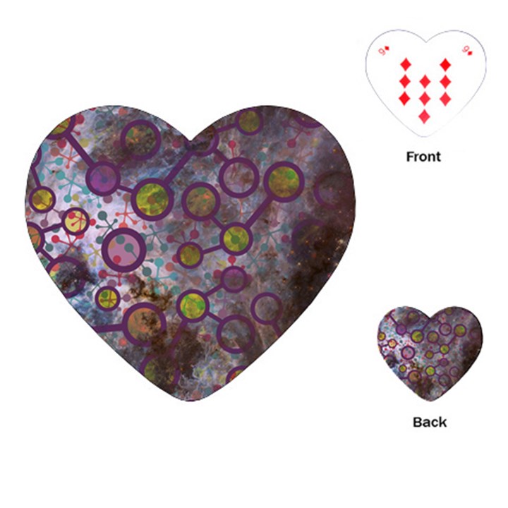 Abstract Molecular Space Art Playing Cards Single Design (Heart)