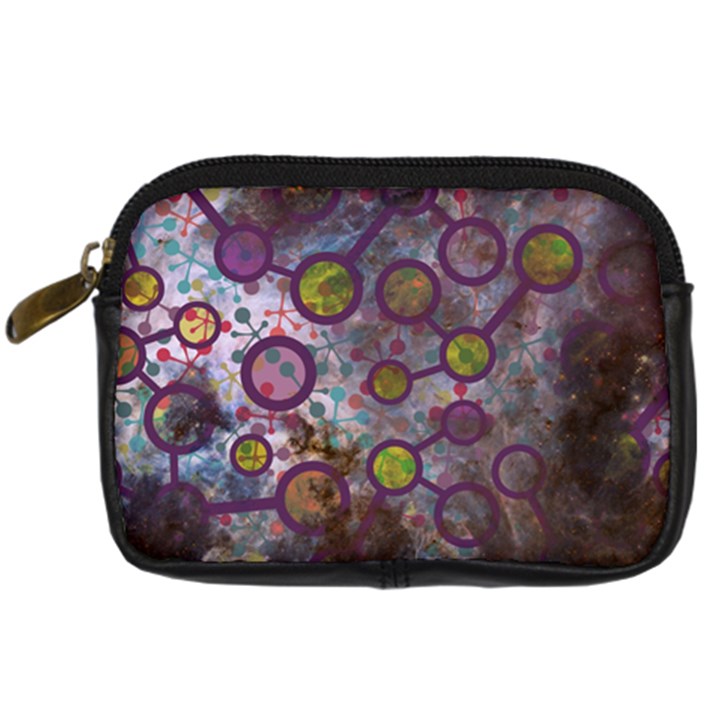 Abstract Molecular Space Art Digital Camera Leather Case