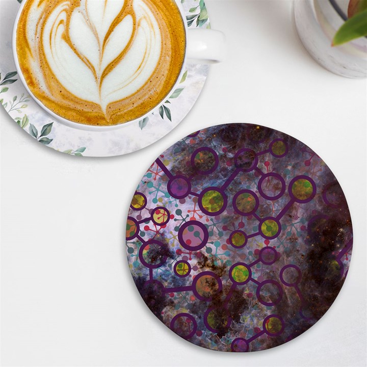 Abstract Molecular Space Art UV Print Round Tile Coaster