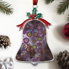 Abstract Molecular Space Art Metal Holly Leaf Bell Ornament by ExtraGoodSauce