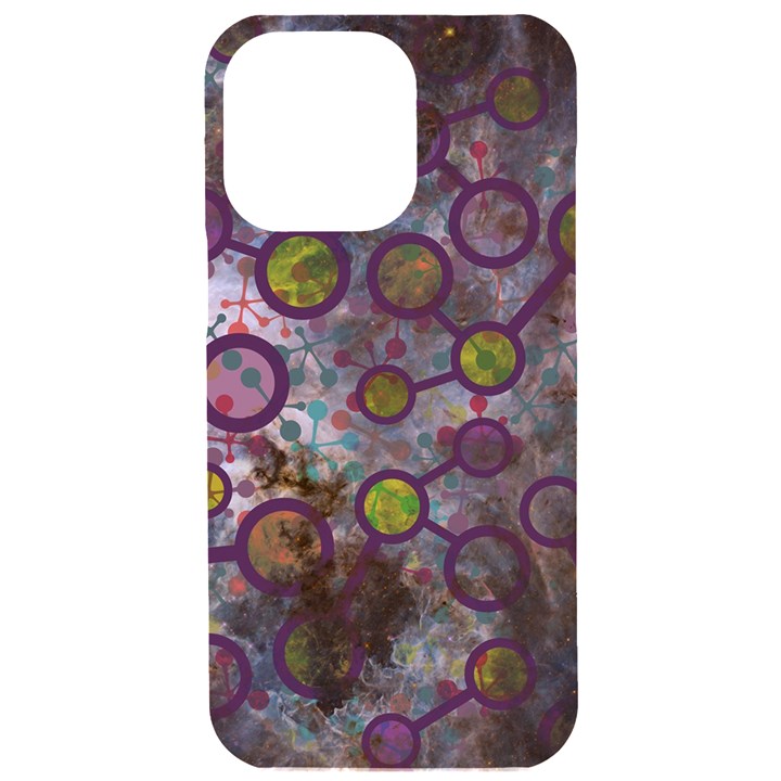 Abstract Molecular Space Art iPhone 15 Pro Max Black UV Print PC Hardshell Case