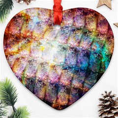 Cosmic Owls Pattern Ornament (heart)