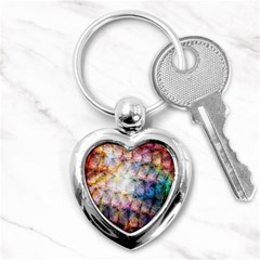 Cosmic Owls Pattern Key Chain (heart) by ExtraGoodSauce