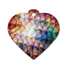 Cosmic Owls Pattern Dog Tag Heart (two Sides) by ExtraGoodSauce