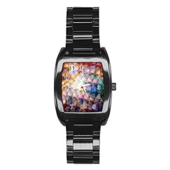 Cosmic Owls Pattern Stainless Steel Barrel Watch by ExtraGoodSauce