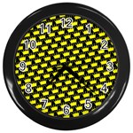 Royalty Inspired Crown Pattern Wall Clock (Black) Front