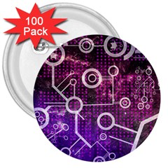 Cosmic Network Geometric Art 3  Buttons (100 pack) 