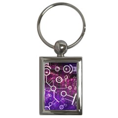 Cosmic Network Geometric Art Key Chain (Rectangle)