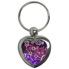 Cosmic Network Geometric Art Key Chain (heart) by ExtraGoodSauce