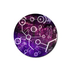 Cosmic Network Geometric Art Rubber Round Coaster (4 pack)