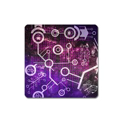 Cosmic Network Geometric Art Square Magnet