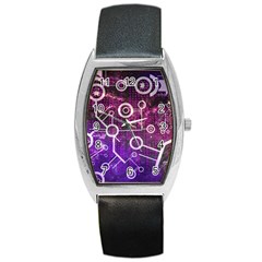 Cosmic Network Geometric Art Barrel Style Metal Watch