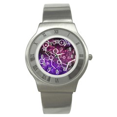 Cosmic Network Geometric Art Stainless Steel Watch