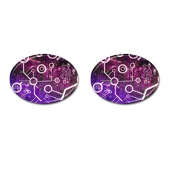 Cosmic Network Geometric Art Cufflinks (Oval)